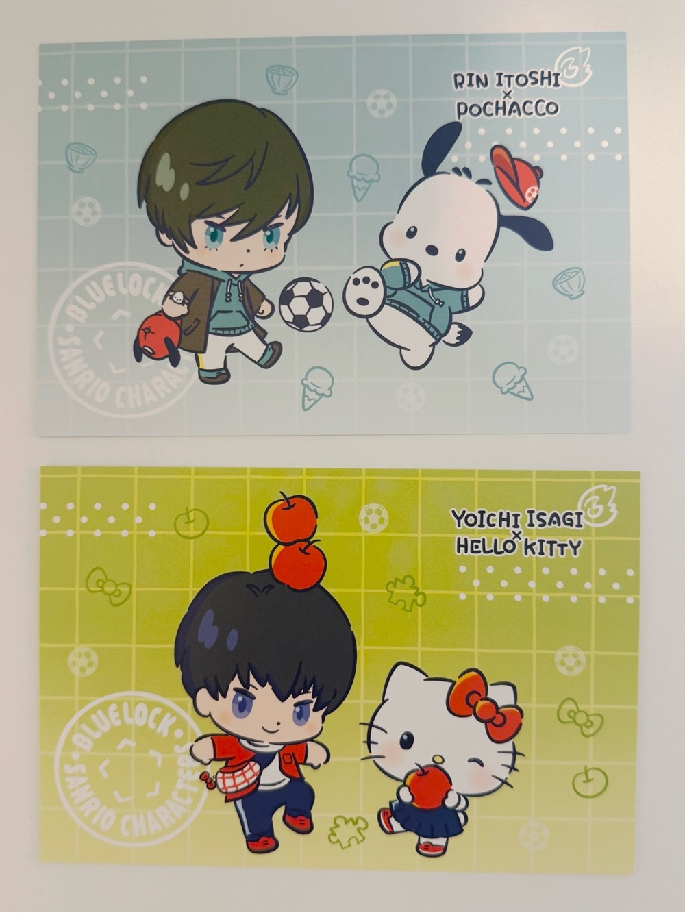 Anime official collectible postcard set blue lock x sanrio isagi itoshi rin